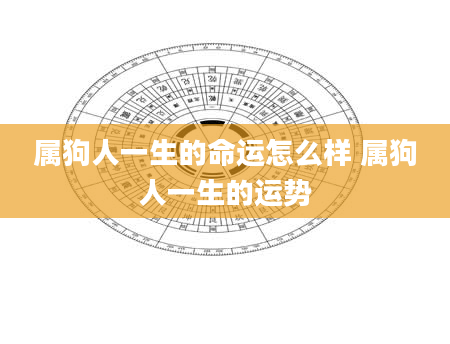 属狗人一生的命运怎么样 属狗人一生的运势