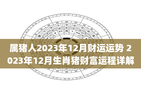 属猪人2023年12月财运运势 2023年12月生肖猪财富运程详解