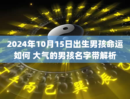 2024年10月15日出生男孩命运如何 大气的男孩名字带解析