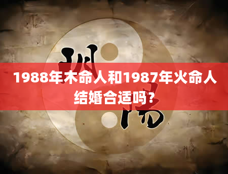 1988年木命人和1987年火命人结婚合适吗？